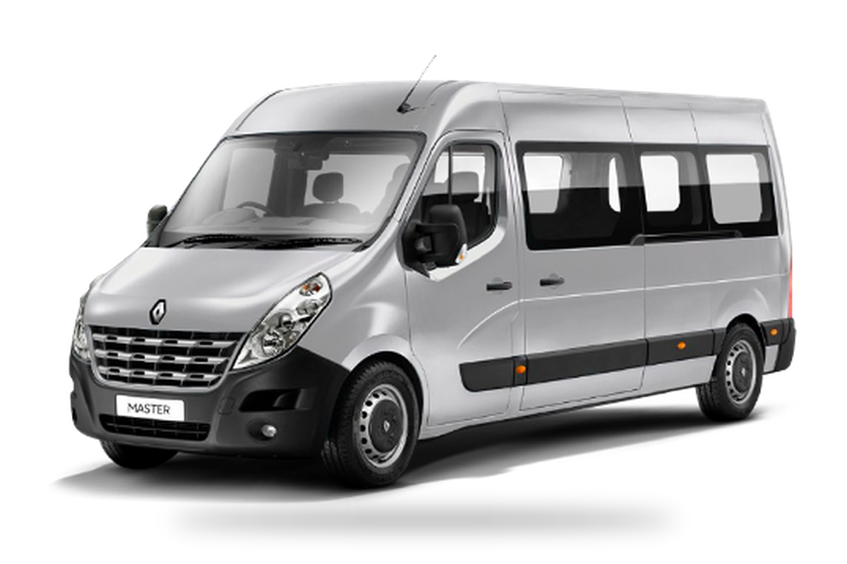 White Renault Master minibus